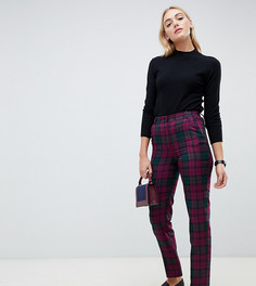 Облегающие брюки-сигареты в фиолетовую клетку ASOS DESIGN Tall-Мульти