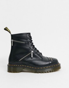 Черные ботинки с 8 парами люверсов Dr Martens-Черный