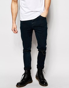 Супероблегающие рваные джинсы ASOS-Черный