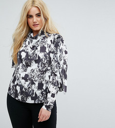 Топ с вырезами на плечах и монохромным принтом ASOS CURVE-Мульти