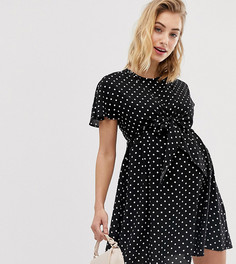 Монохромное платье мини в горошек с запахом ASOS DESIGN Maternity Nursing-Мульти