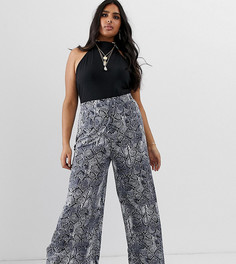 Широкие брюки со змеиным рисунком ASOS DESIGN Curve-Мульти