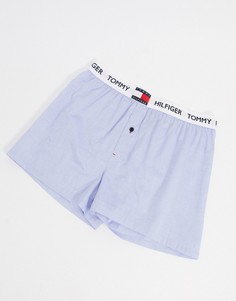 Синие тканые боксеры с логотипом-флагом на поясе Tommy Hilfiger-Синий