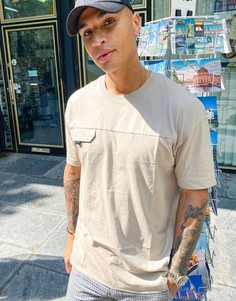 Светло-бежевая футболка с карманом Jack & Jones Core-Бежевый