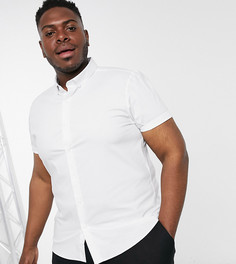 Белая эластичная рубашка с короткими рукавами Topman Big & Tall-Белый