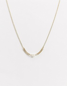 Золотистое ожерелье-цепочка с искусственным жемчугом Nylon-Золотой