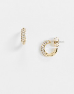 Золотистые серьги-кольца с крупными стразами Nylon-Золотой