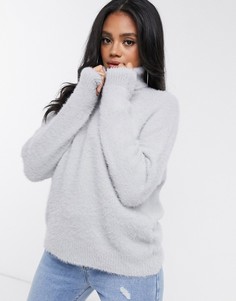 Серый джемпер с высоким воротником Missguided