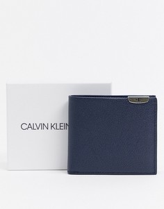 Фактурный кожаный кошелек Calvin Klein Jeans-Темно-синий