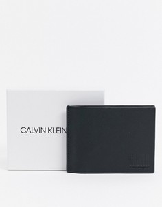 Узкий кожаный кошелек с монограммой Calvin Klein Jeans-Черный
