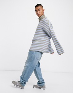 Oversized-джемпер в полоску с высоким воротником ASOS DESIGN-Черный