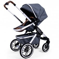Коляска 2 в 1 Teutonia Trio Melange Grey на шасси серебряного цвета, cерый меланж