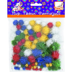 Помпоны блестящие Fancy Creative d=06 см 12 см 18 см 100 шт