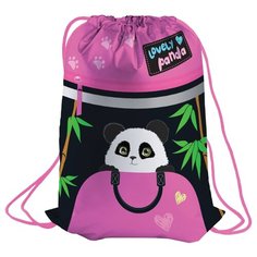 Berlingo Мешок для обуви Lovely panda (MS09321) черный/розовый
