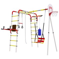 Спортивно-игровой комплекс ROMANA Fitness + Цепные Качели красный/желтый/синий/белый
