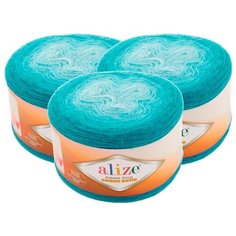 Пряжа Alize Angora Gold Ombre Batik, 20 % шерсть, 80 % акрил, 150 г, 825 м, 3 шт., 7245 голубая бирюза