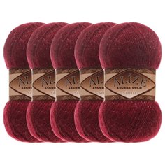 Пряжа Alize Angora Gold Simli, 20 % шерсть, 75 % акрил, 100 г, 500 м, 5 шт., 57 бордовый