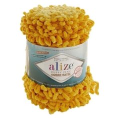 Пряжа Alize Puffy Fine Ombre Batik, 100 % полиэстер, 500 г, 73 м, 7278 желтый