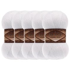 Пряжа Alize Angora Gold Simli, 20 % шерсть, 75 % акрил, 100 г, 500 м, 5 шт., 55 белый
