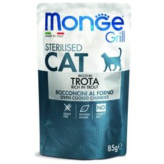 Корм для стерилизованных кошек Monge Grill с форелью 85 г (кусочки в желе)