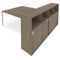 Письменный стол Рива Б.РС-СШК-4, 221х233.2 см, цвет: серый/вяз Riva