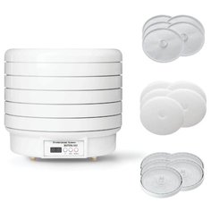 Сушилка ВолТера 1000 Люкс с таймером (с 5 решетчатыми, 5 сетчатыми и 5 поддонами для пастилы) белый