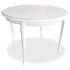 Стол кухонный AURORA Кабриоль, раскладной, длина в разложенном виде: 135 см, d: 105 см, белый с серебряной патиной