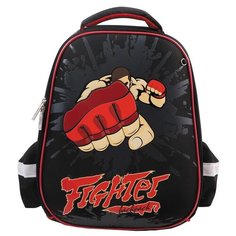 Hatber Ранец Ergonomic light Fighter (NRk_30047), черный/красный