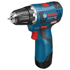 Аккумуляторная дрель-шуруповерт BOSCH GSR 12V-20 2.0Ач х2 L-BOXX 20 Н·м синий/черный
