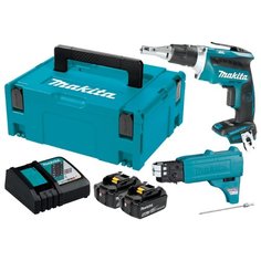 Аккумуляторный шуруповерт Makita DFS452TJX2 Li-Ion 5.0 А·ч 18 В х2 кейс Makpac синий/черный