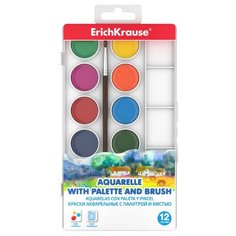 ErichKrause Акварельные краски с палитрой и кистью 12 цветов (50583)