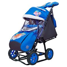 Санки-коляска Galaxy City-1 2 медведя на облаке на синем