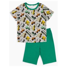 Пижама Веселый Малыш размер 116, зеленый/серый