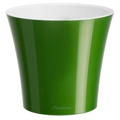 Горшок Santino с автополивом Arte, 16.5х15 см green-gold/white