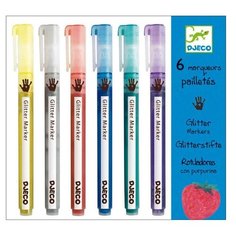 DJECO Набор фломастеров Glitter Marker DJ08871), 6 шт