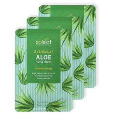 Soleaf тканевая маска So Delicious для экспресс-увлажнения с алоэ, 25 г, 3 шт.