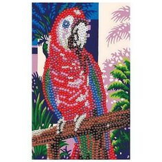 Рыжий кот Картина из пайеток Попугай на ветке SP20003