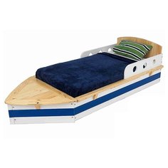 Кровать детская KidKraft Яхта (без белья), размер (ДхШ): 184х70 см, спальное место (ДхШ): 140х81 см, каркас: МДФ, цвет: бежевый/синий