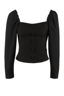 Черная блуза с вырезом каре Love Republic
