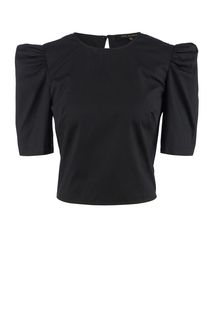 Черная блуза из хлопка с вырезом на спине Love Republic