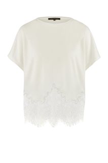 Белая футболка с отделкой кружевом Love Republic