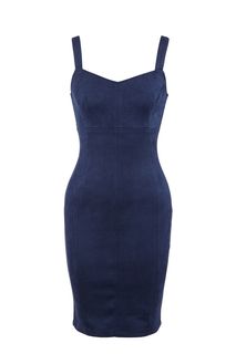 Приталенное синее платье из экозамши Love Republic