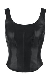 Черный топ из экокожи на молнии Love Republic