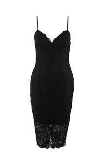 Черное кружевное платье на бретелях Love Republic
