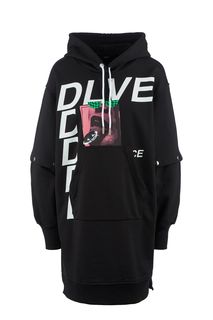Платье-толстовка из хлопка с капюшоном Diesel