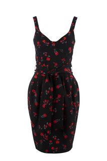 Облегающее черное платье с цветочным принтом Love Republic