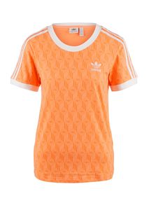Хлопковая футболка кораллового цвета Adidas Originals