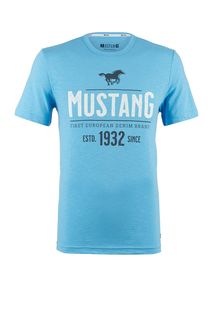 Синяя хлопковая футболка с короткими рукавами Mustang