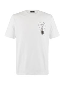 Белая футболка из хлопка с принтом Diesel