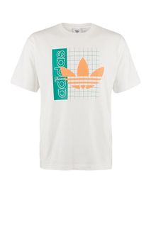 Белая хлопковая футболка с ярким принтом Adidas Originals